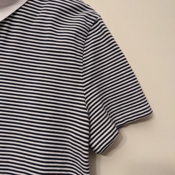 BROOKS BROTHERS White Collar Striped Tee with Zippered Back - Picture 4 of 7